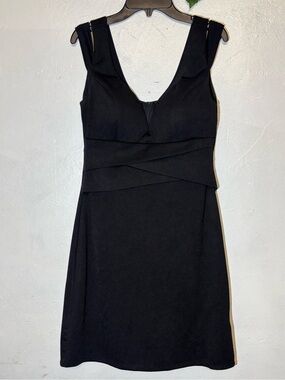 Emerald Sundae Black V-Neck Mini Dress